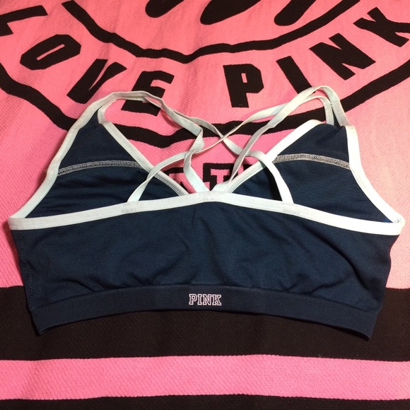 VS PINK PADDED SPORTS BRA STRAPPY BACK LARGE NWT❤️ - Picture 2 of 4