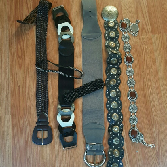 5 belts 2 bead black headbands bundle