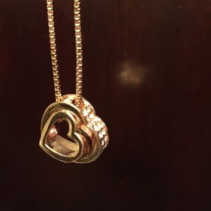Rose gold double heart necklace