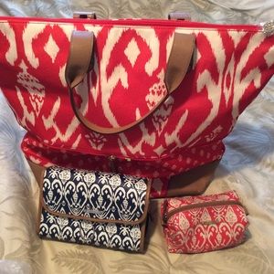 Stella and Dot: Blue and White makeup bag