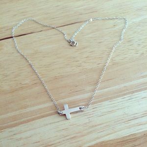 14K plated sideway cross necklace