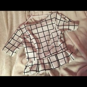 Black and white peplum crop top