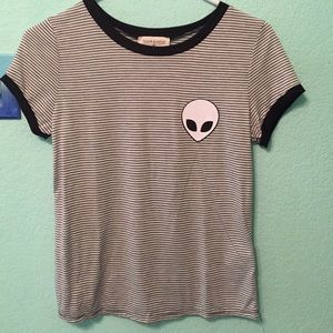 Cute stripped alien t shirt