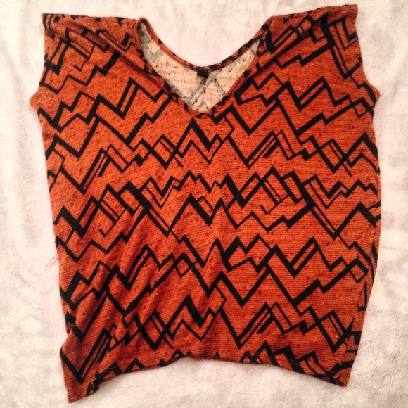 Orange Patterned V-neck