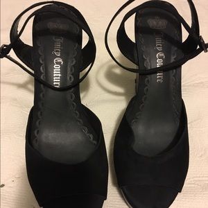 Black leather juicy couture tall wedges.