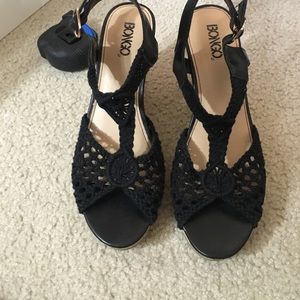 🎉BLACK CROCHET CORK WEDGES🎉