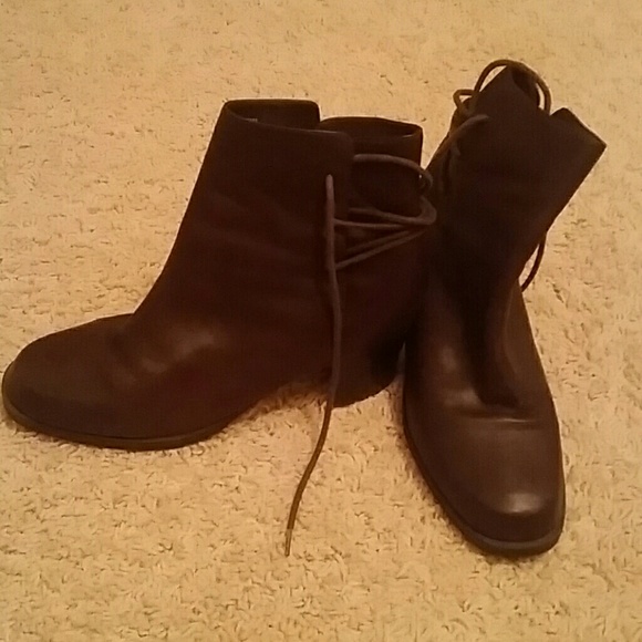 Brown leather boots
