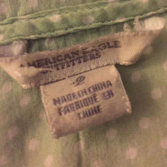 Green polka dot American eagle blouse - Picture 3 of 3