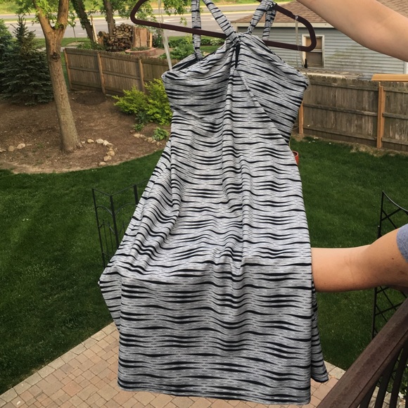 White and black Athleta sports dress