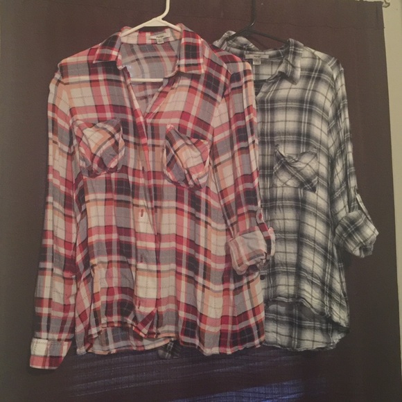 Thin fabric plaid long sleeve shirts