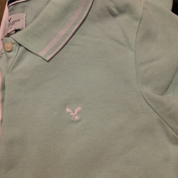 Mint green American eagle polo