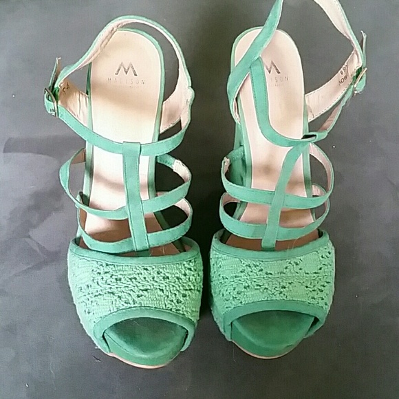 Shoe Dazzle Shoes - Seafoam green crotchet wedges Shoe Dazzle Shoes - Seafoam green crotchet wedges
