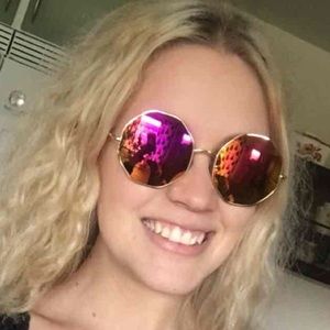 Pink Gold Mirror Octagon Sunglasses