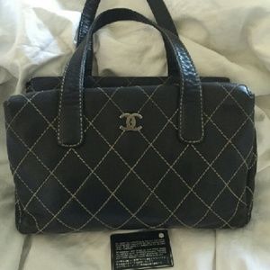 Authentic Chanel Crazy Stitch Tote. Black