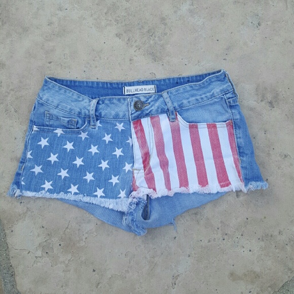 American Flag Jean Shorts