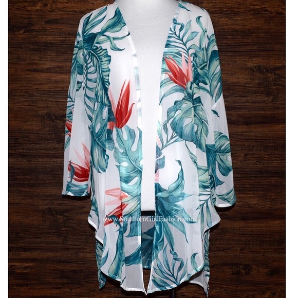 Southern Girl Fashion Tops Printed Kimono Floral Wrap Jacket Open