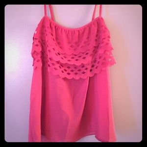 Coral chiffon tank top