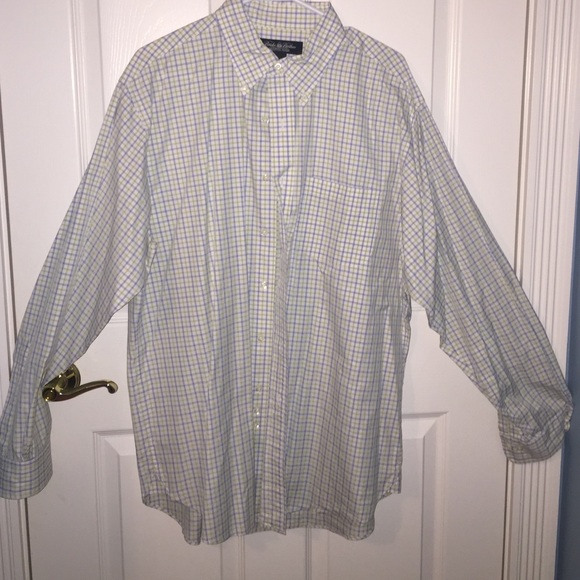 Men's blue and green button up