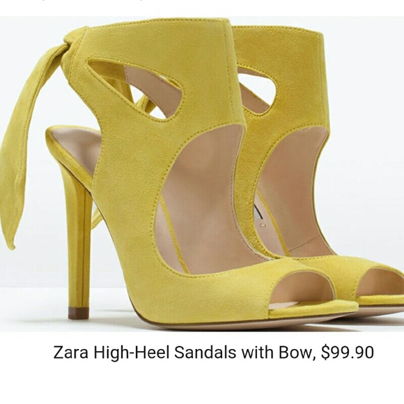 Zara lemon suede tie heels