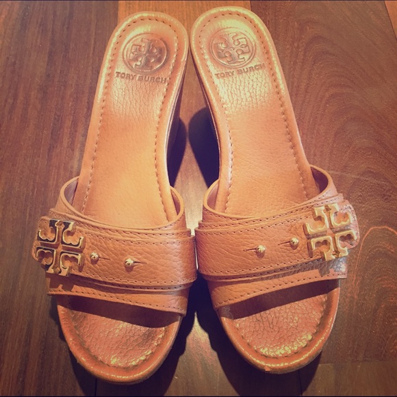 Tory Burch Tan Elina Wedges