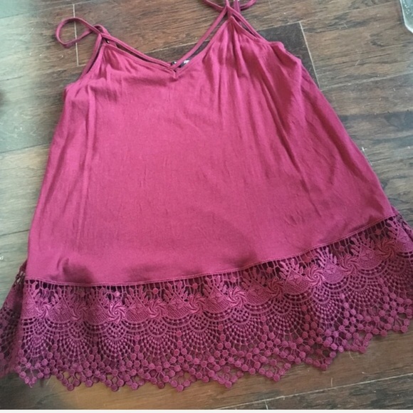 Express maroon crochet bottom tank - Picture 3 of 3