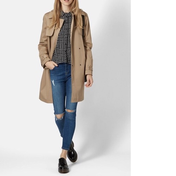 Topshop windowpane curved hem button down