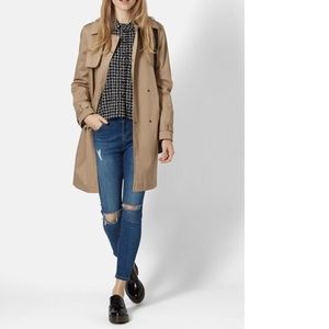 Topshop windowpane curved hem button down