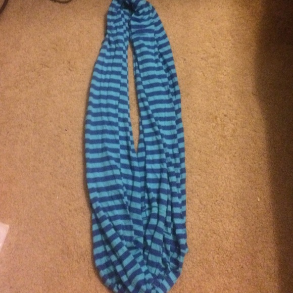 Blue striped infinity scarf