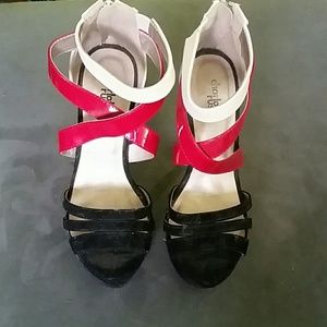Shoes - Red, black and white strappy sandals Shoes - Red, black and white strappy sandals