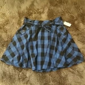 Black and Blue Plaid Sailor Skirt with Pockets