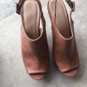 Peep toe boho wedges