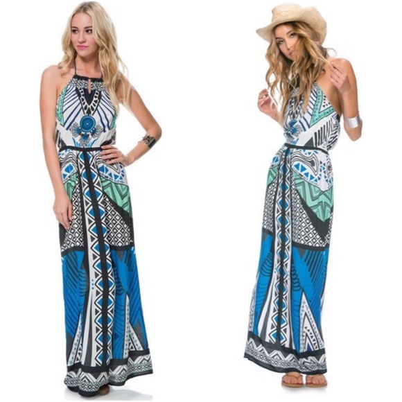 DONATED • SWELL • Wild Love Printed Halter Maxi Dress - Picture 1 of 2