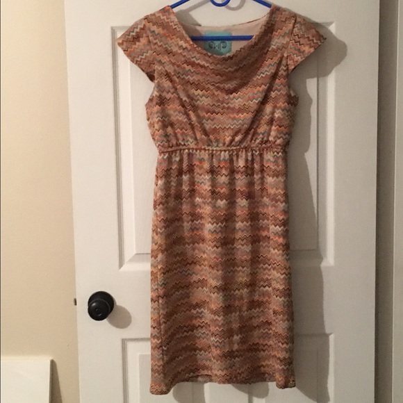 Judith March multi colored chevron print dress