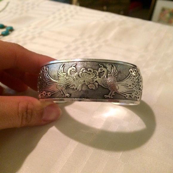 Phoenix silver tone cuff bracelet