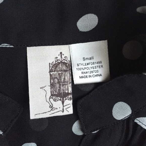 Black polka dot roll sleeve blouse - Picture 4 of 4