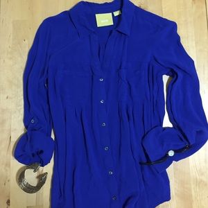 Anthropologie Maeve Cobalt Blue Blouse