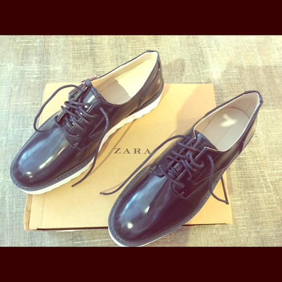 Navy Zara platform bluchers. Never worn! NWT!