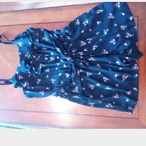 Black flowered romper