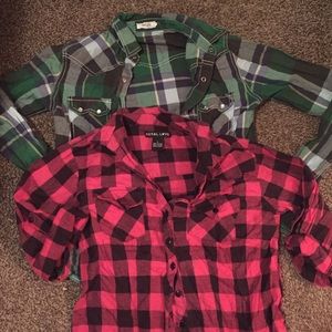 Pink and green plaid shirts