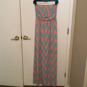 Mint/coral maxi dress