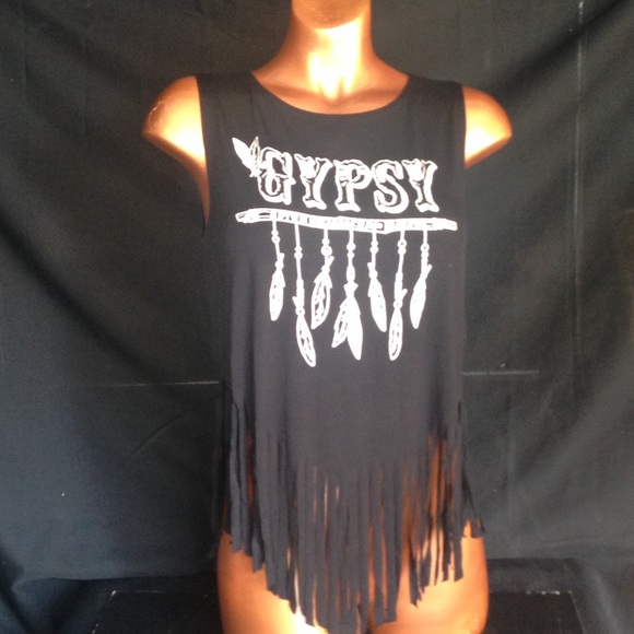 !SALE! Gypsy fringe muscle tank - Picture 2 of 4