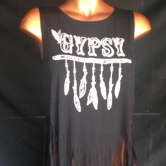 !SALE! Gypsy fringe muscle tank - Picture 3 of 4
