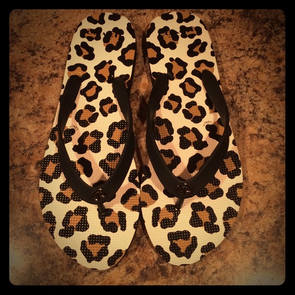 Brand New Coach Leopard Print Flip Flops