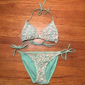 Aqua and white crochet Target bikini