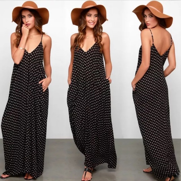 Boho polka dot maxi dress
