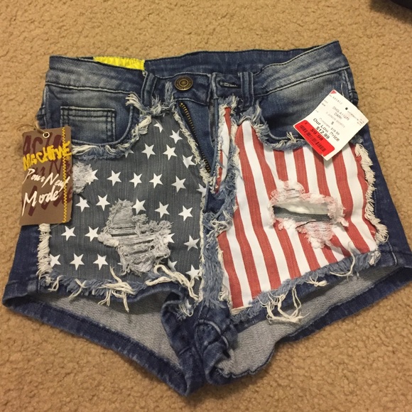 American Flag jean shorts