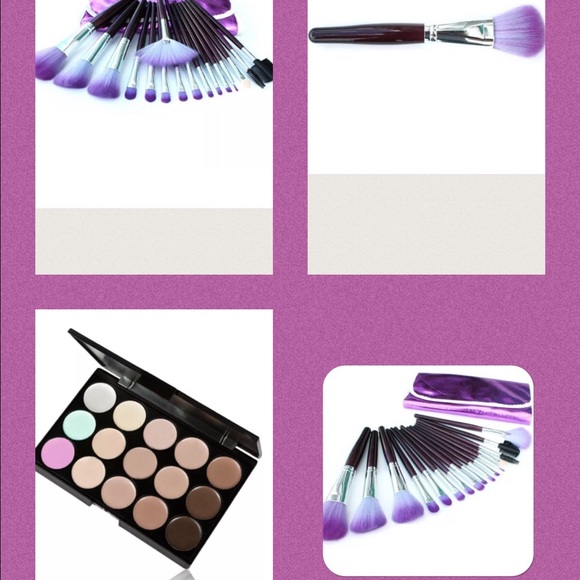 16 piece purples brushes & case & cream contour