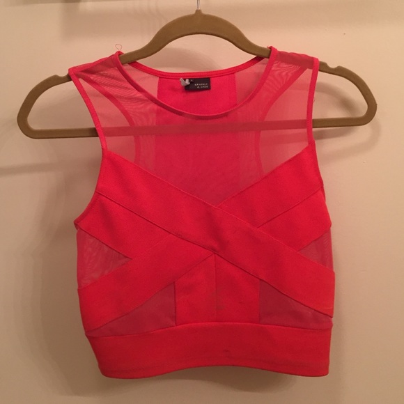 Red criss-cross, netted crop top from Pac Sun