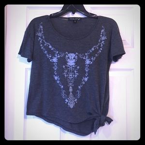 Grey crop top with side tie NWOT