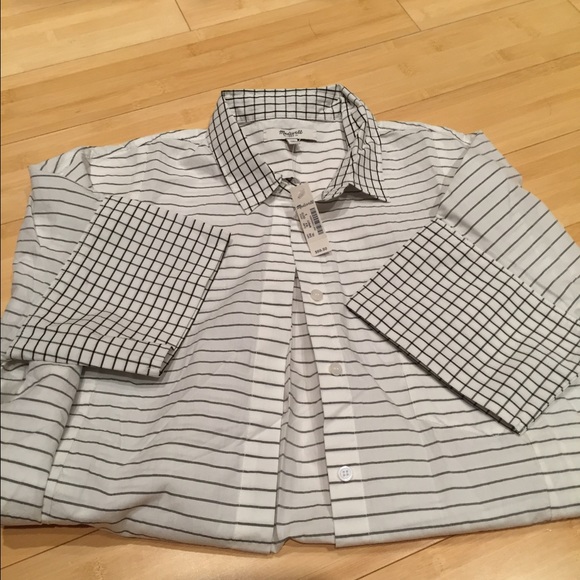 Madewell grid mix short sleeved shirt $70